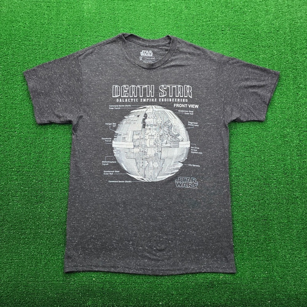 Fifth Sun Star Wars Death Star Blueprint Graphic Tshirt Mens Medium Black Gray